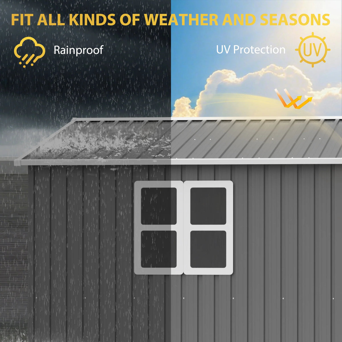 AECOJOY 12x10 FT Outdoor Storage Shed Metal, Large Garden Tool Sheds, Waterproof Steel Utility Storage Building