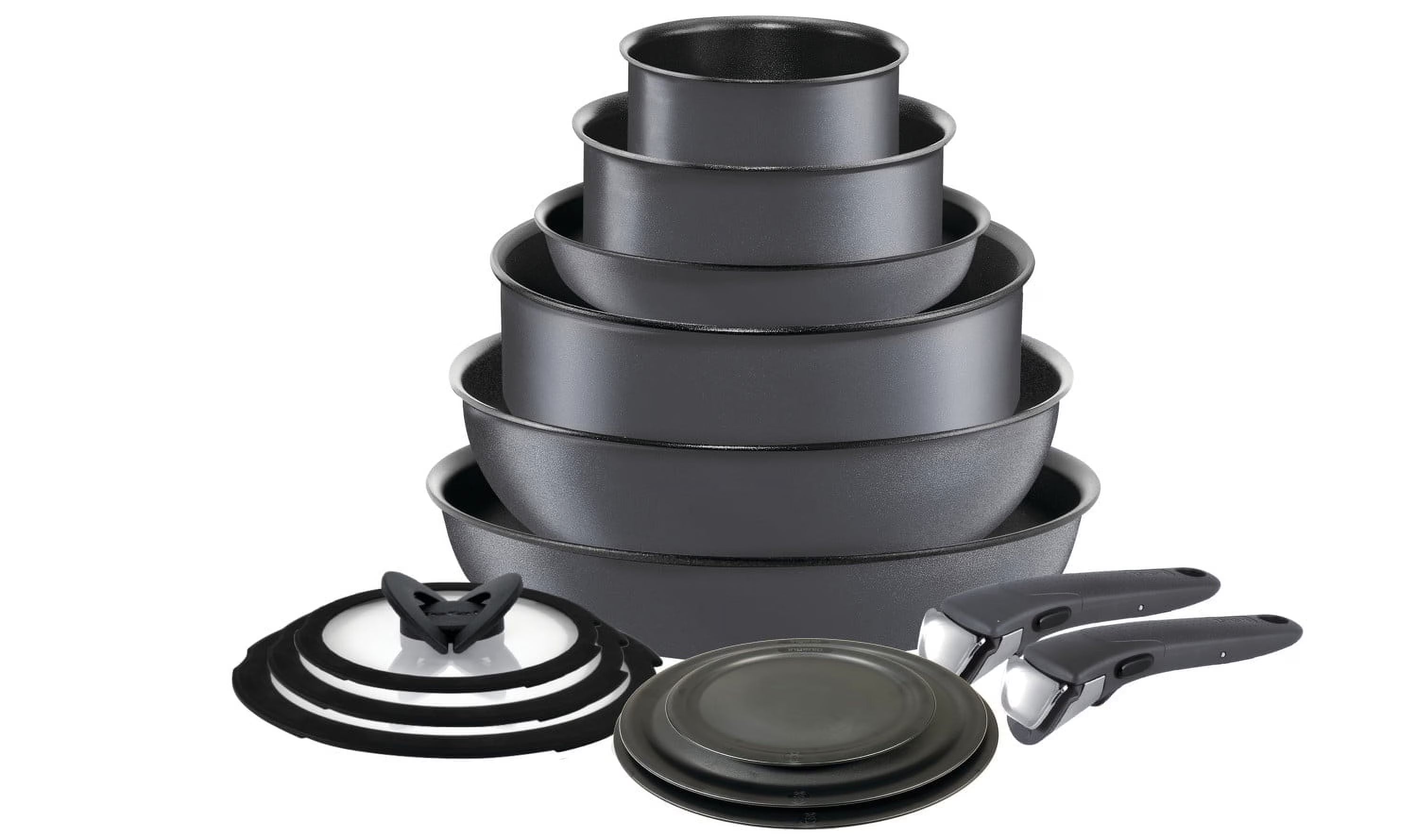 T - Fal Ingenio Expertise Nonstick 14 - Piece Cookware Set, Induction Oven Safe up to 500F, Detachable Handle, Onyx Black