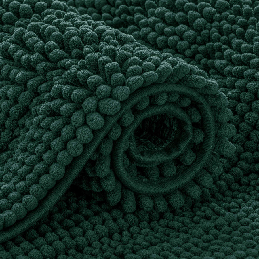 Subrtex Bathroom Rugs Chenille Bath Rug Striped Plush Bath Mat Soft Rugs for Bathroom Water Absorbent Shower Mat Quick Dry Machine Washable(Green,16"