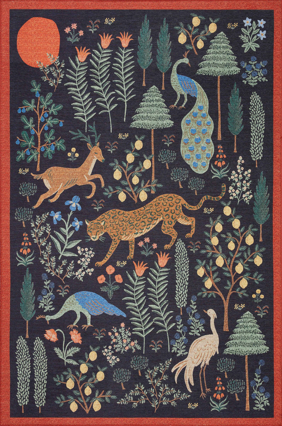 Loloi Rifle Paper Menagerie MEN-01 Rug, Black / 18" x 18" Sample