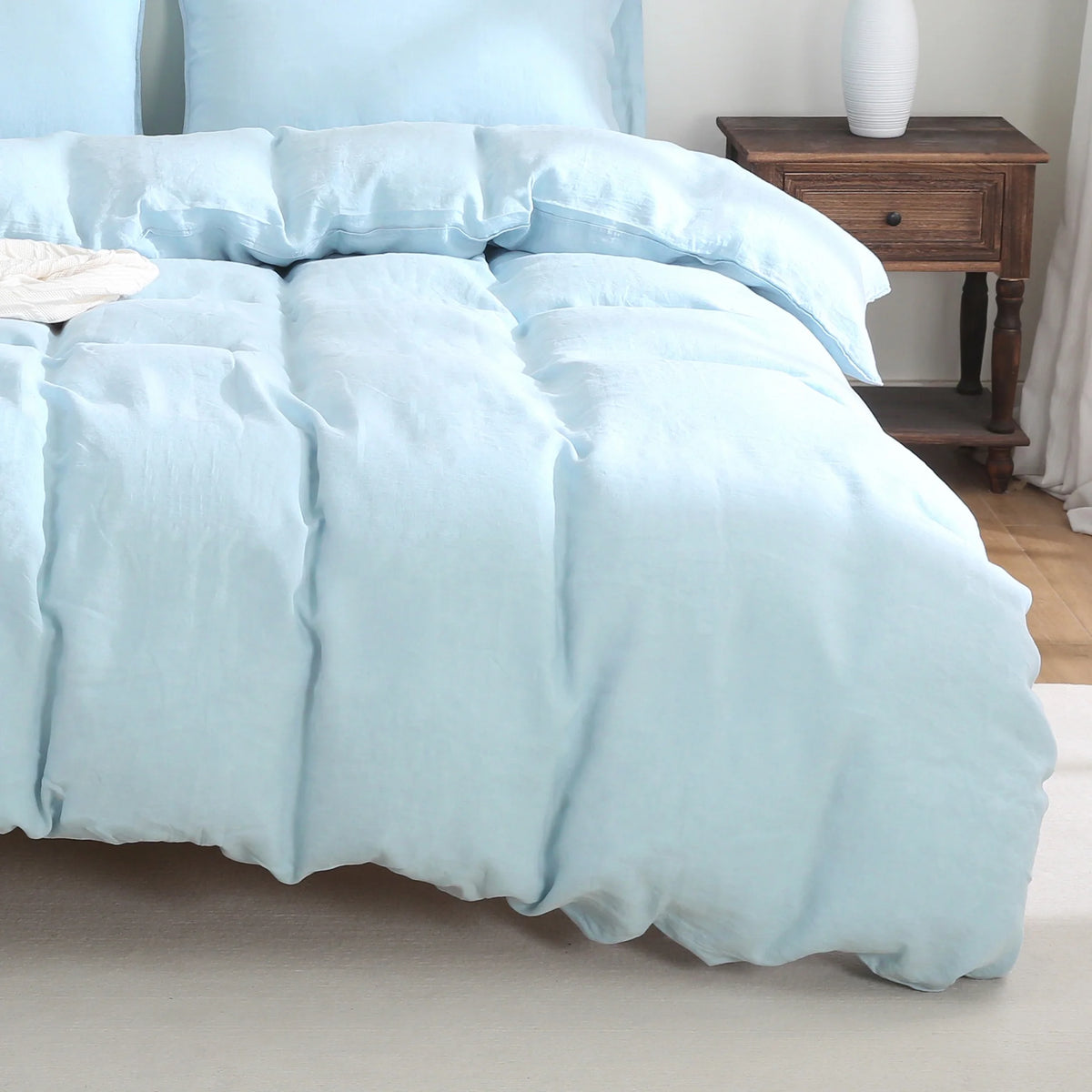 100% Pure Linen Duvet Cover with Button Closure and Corner Ties Soft & Breathable - Natural Full/Queen