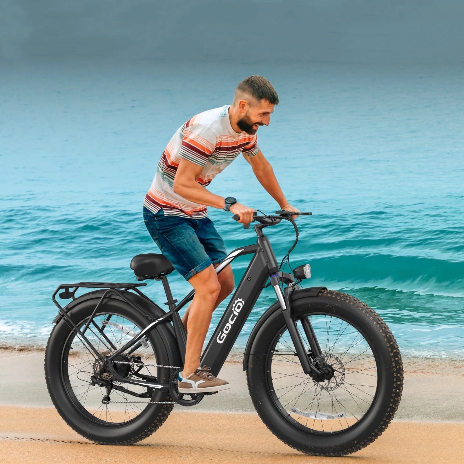Gocio Electric Bike, 26"x4.0" Fat Tire E - Mountain Bike, Peak 1000W Motor, 28MPH 48V 15ah Battery Removable Ebike for Off Road, Sand, UL2849