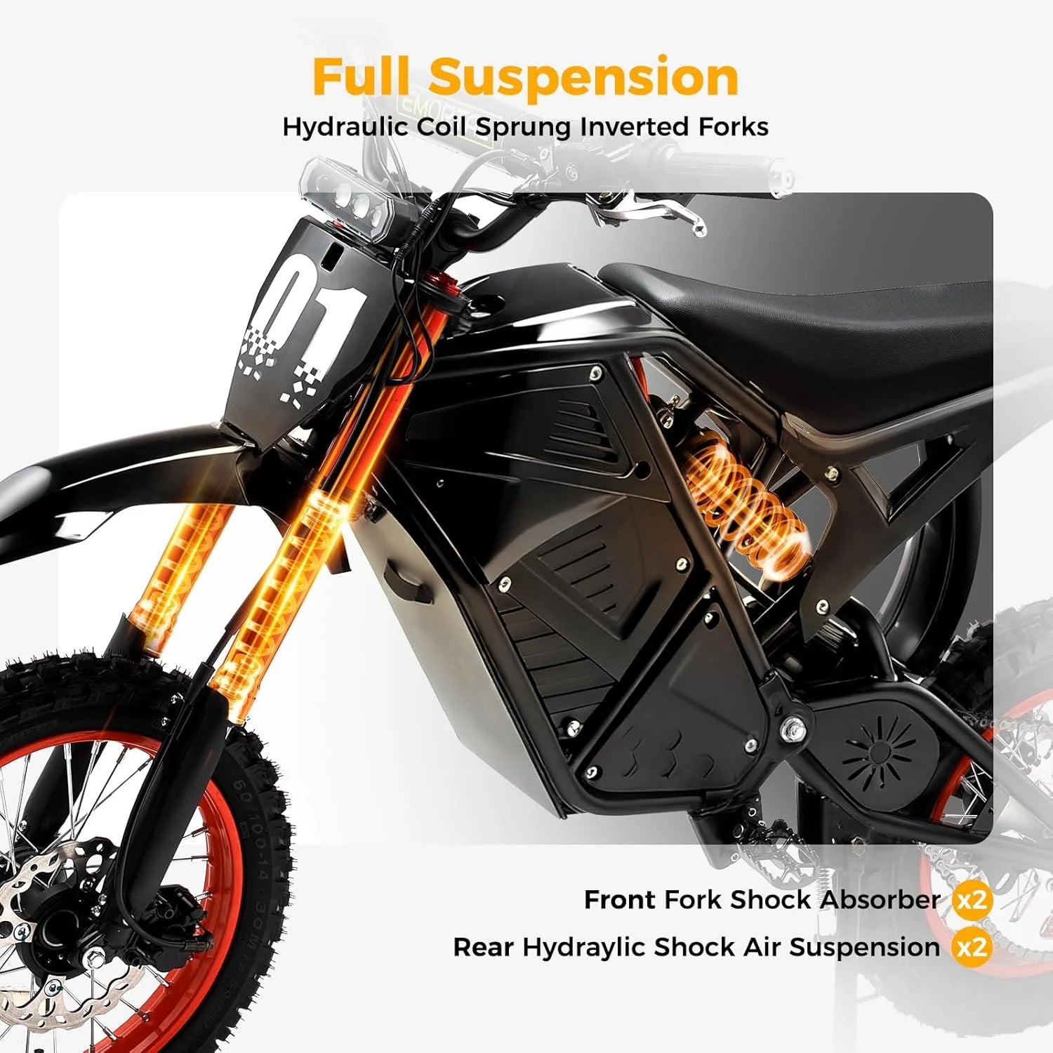 2000W Electric Dirt Bike for Adults Ridingtimes GT73 UL2849, Brushless Hub Motor, 18.2ah*2 Electric Bike with 25\ Tires Digital Screen Carbon Steel
