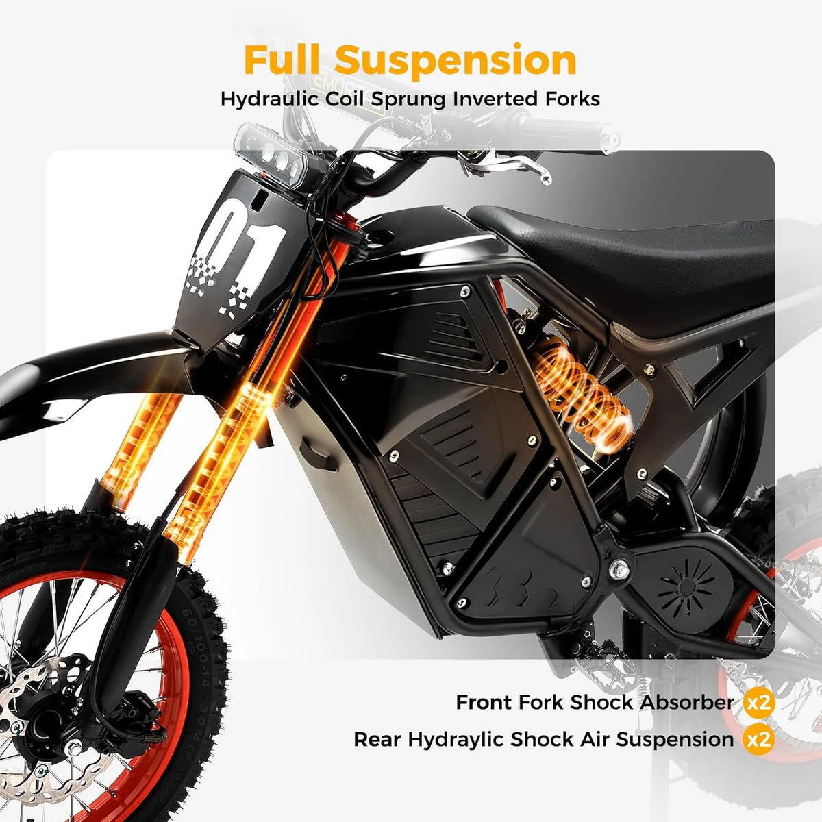 2000W Electric Dirt Bike for Adults Ridingtimes GT73 UL2849, Brushless Hub Motor, 18.2ah*2 Electric Bike with 25\ Tires Digital Screen Carbon Steel
