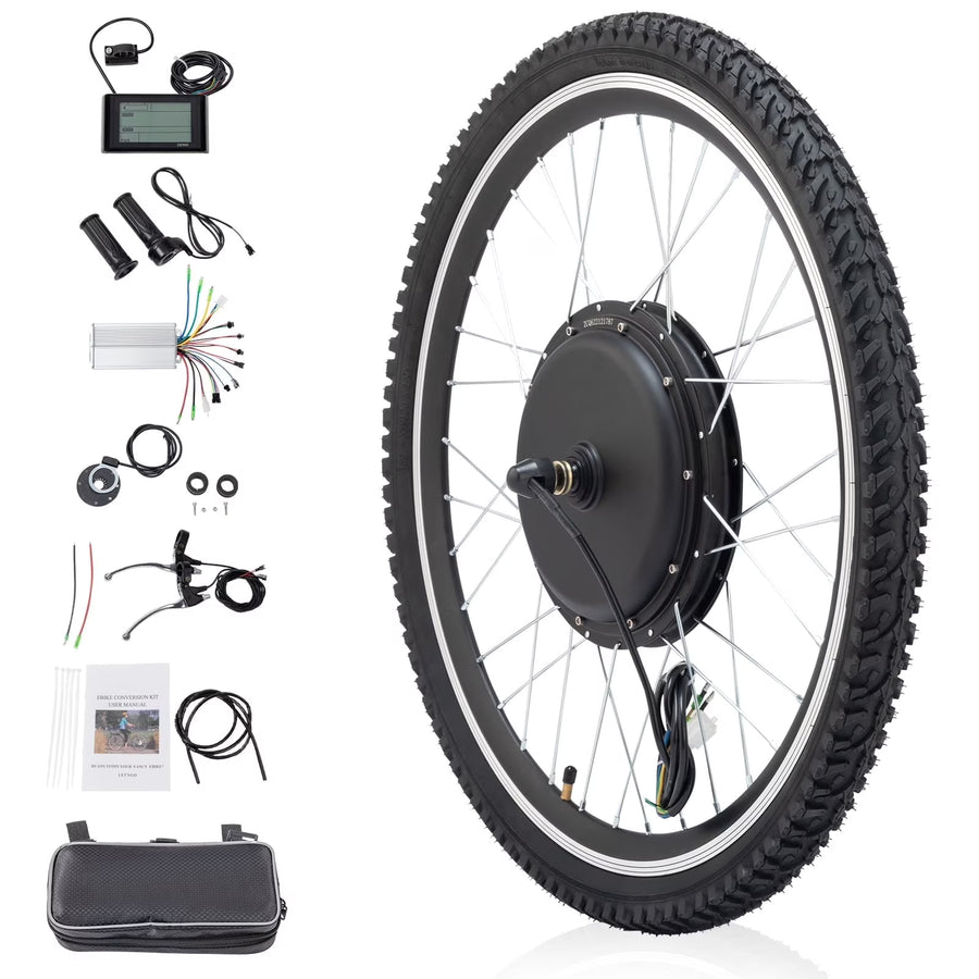 Ktaxon 48V 1000W Electric Bicycle Motor Kit, 26" Front Wheel E - Bike Conversion Kit W/ LCD Display (without Battery)