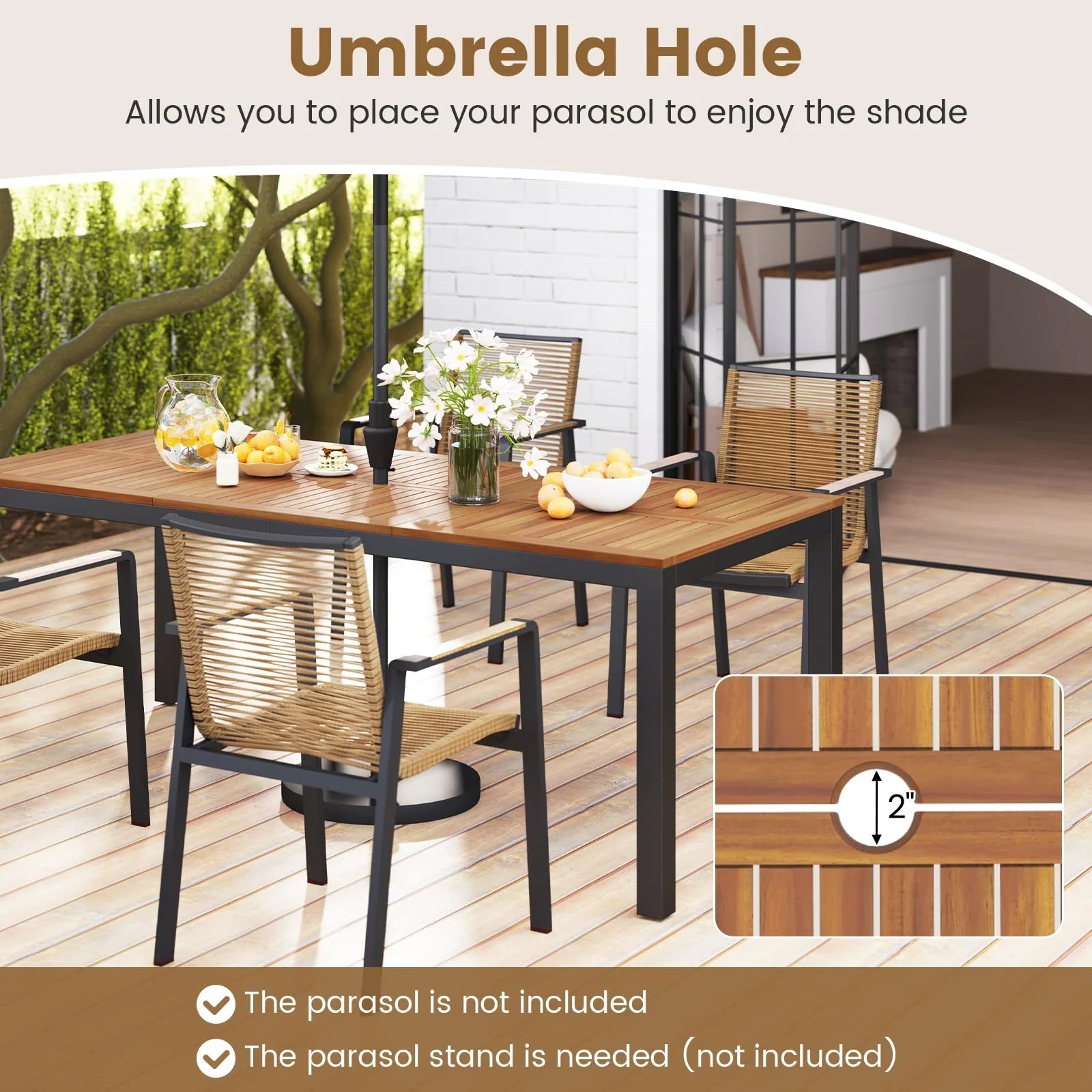 Tangkula 9 Pieces Patio Dining Set for 8 Outdoor Rectangular Patio Table