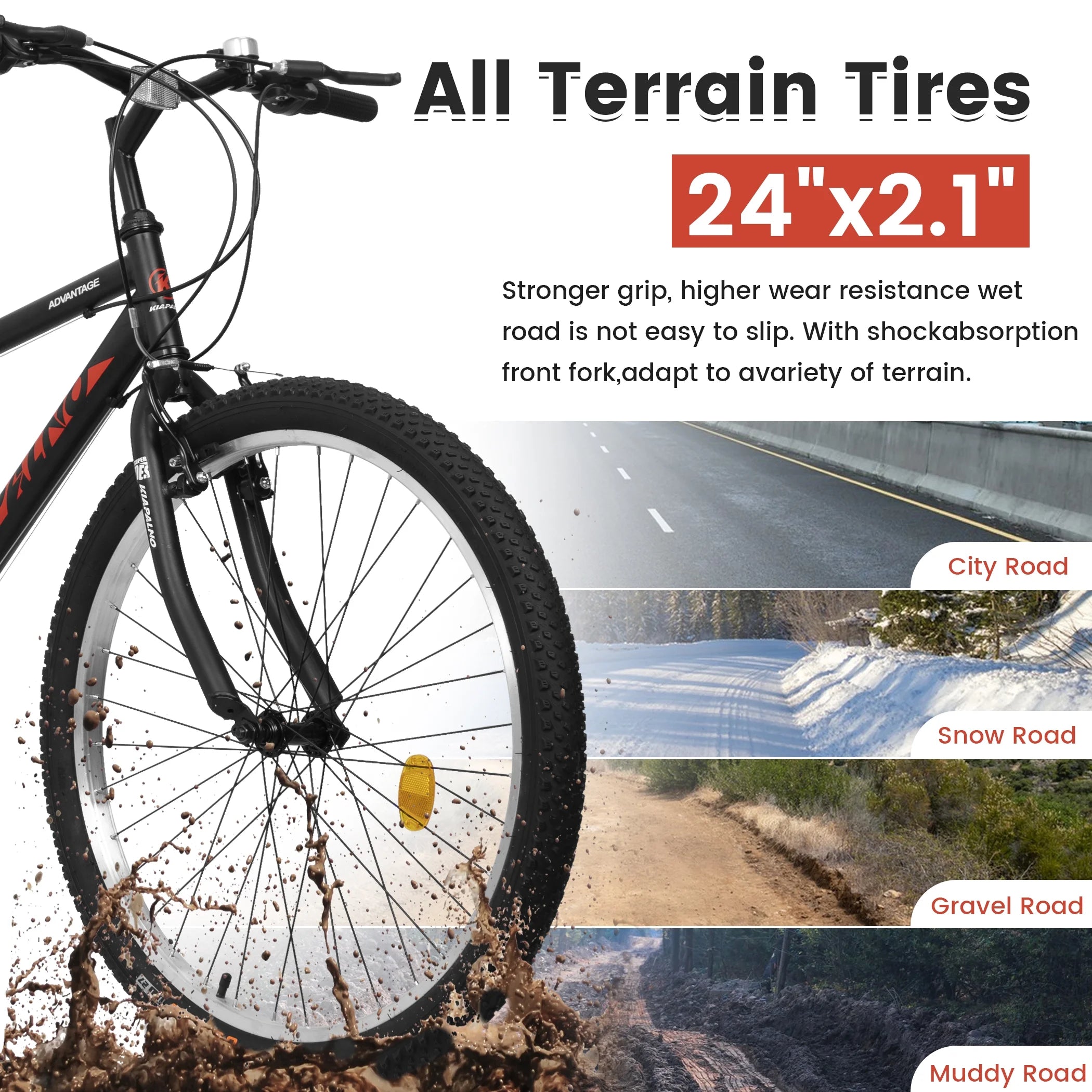 Aukfa 26" Mountain Bike for Men and Women, 21 - Speed High - Performance All - Terrain Bicycle with Dual V - Brakes, Green
