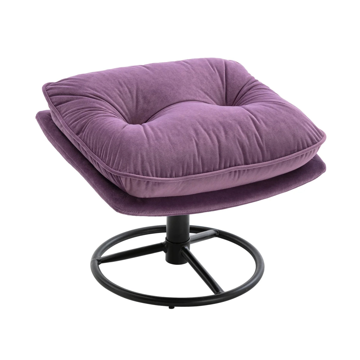Velvet Swivel Accent Chair with Ottoman, Modern Chaise Lounge Chair with Metal Frame and Footstool, Comfy Armchair Reading Chair for Living Room Bedroom Office, Blue