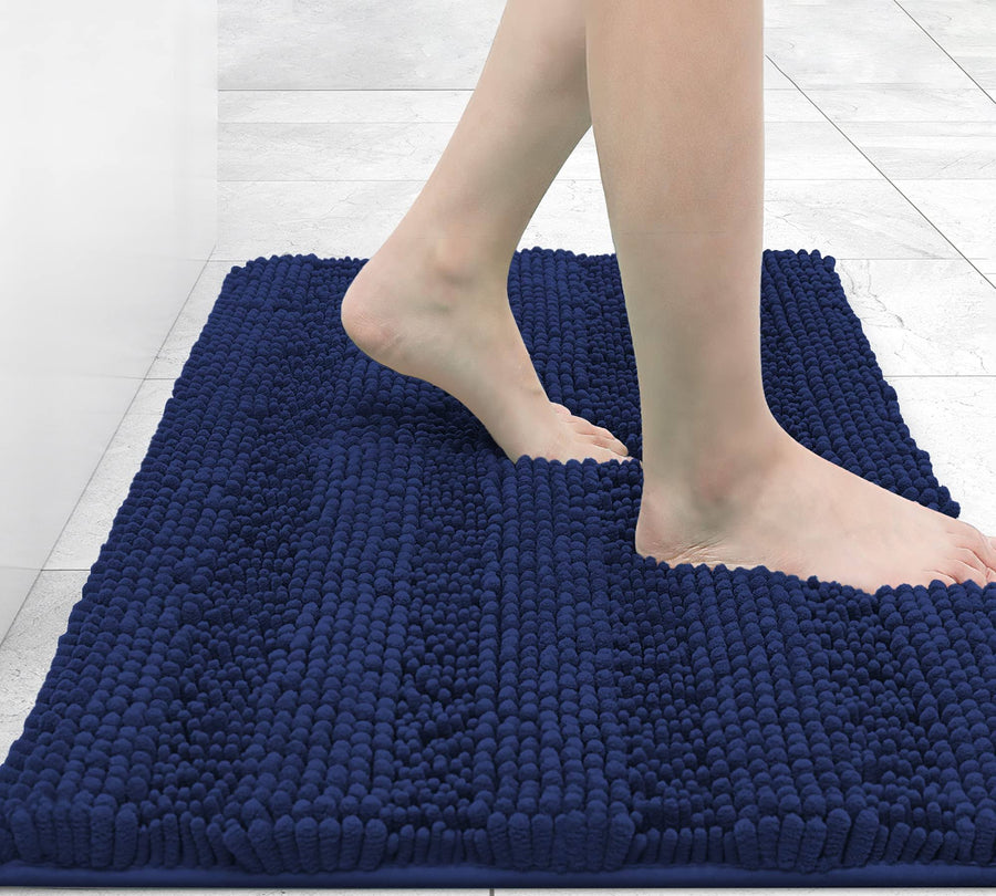 Grandaily Chenille Striped Bathroom Rug Mat, Extra Thick and Absorbent Bath Rugs, Non-Slip Soft Plush Shaggy Bath Carpet, Machine Wash Dry, Bath Mats
