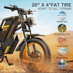 COSWHE GT20 Electric Bike for Adults, Electric Dirt Bike with 1500W Motor 48V/25ah Removable Battery, up to 31MPH & 93 Miles, Electric Motorcycle with 7 - Speed, 20" x 4.0 Fat Tire Ebikes for Adults