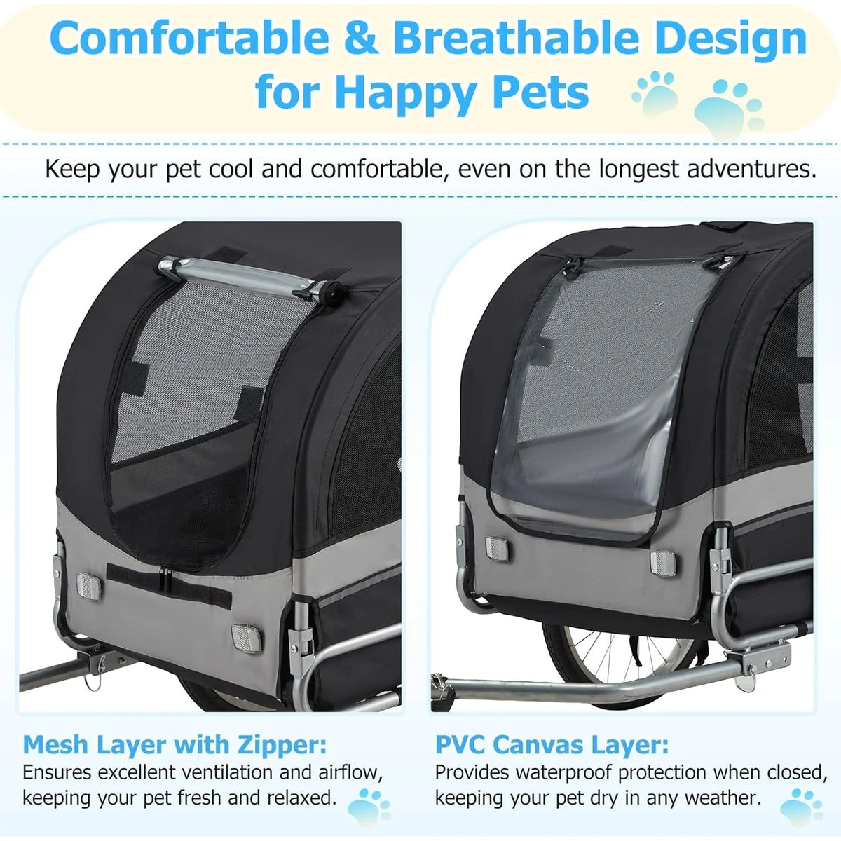 AECOJOY Dog Bike Trailer, Large 57'' Pet Bicycle Carrier for Small and Medium Dogs