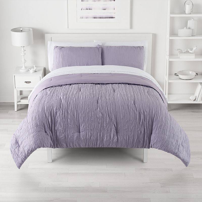 The Big One Reversible Bedding Set - Purple Crinkle - Twin