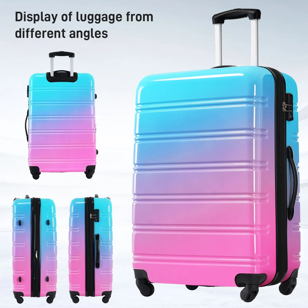 3 Piece Luggage Sets, Hard Shell Suitcase 20/24/28 in with TSA Lock and Spinner Wheels, Expandable Lightweight Travel Luggage for Men Women, Multicolor Purple