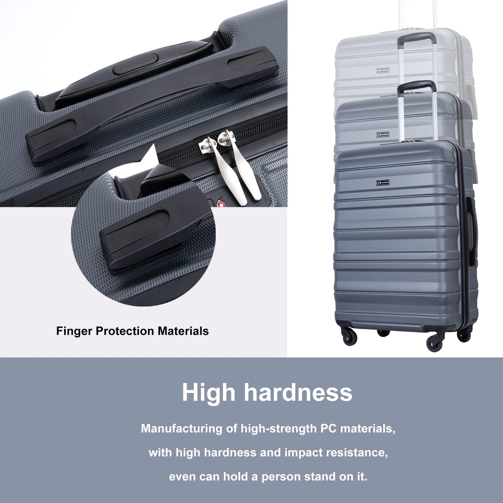 Tripcomp Hardside Luggage Set 3 - Piece Set (21/25/29) Lightweight Suitcase 4 - Wheeled Suitcase Set(Purple)