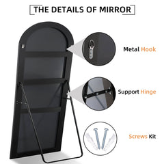 Ufurpie 71"×32" Large Full Length Mirror, Arch Mirror, Floor Mirror with Stand, for Bedroom Living Room Dressing Room, Black