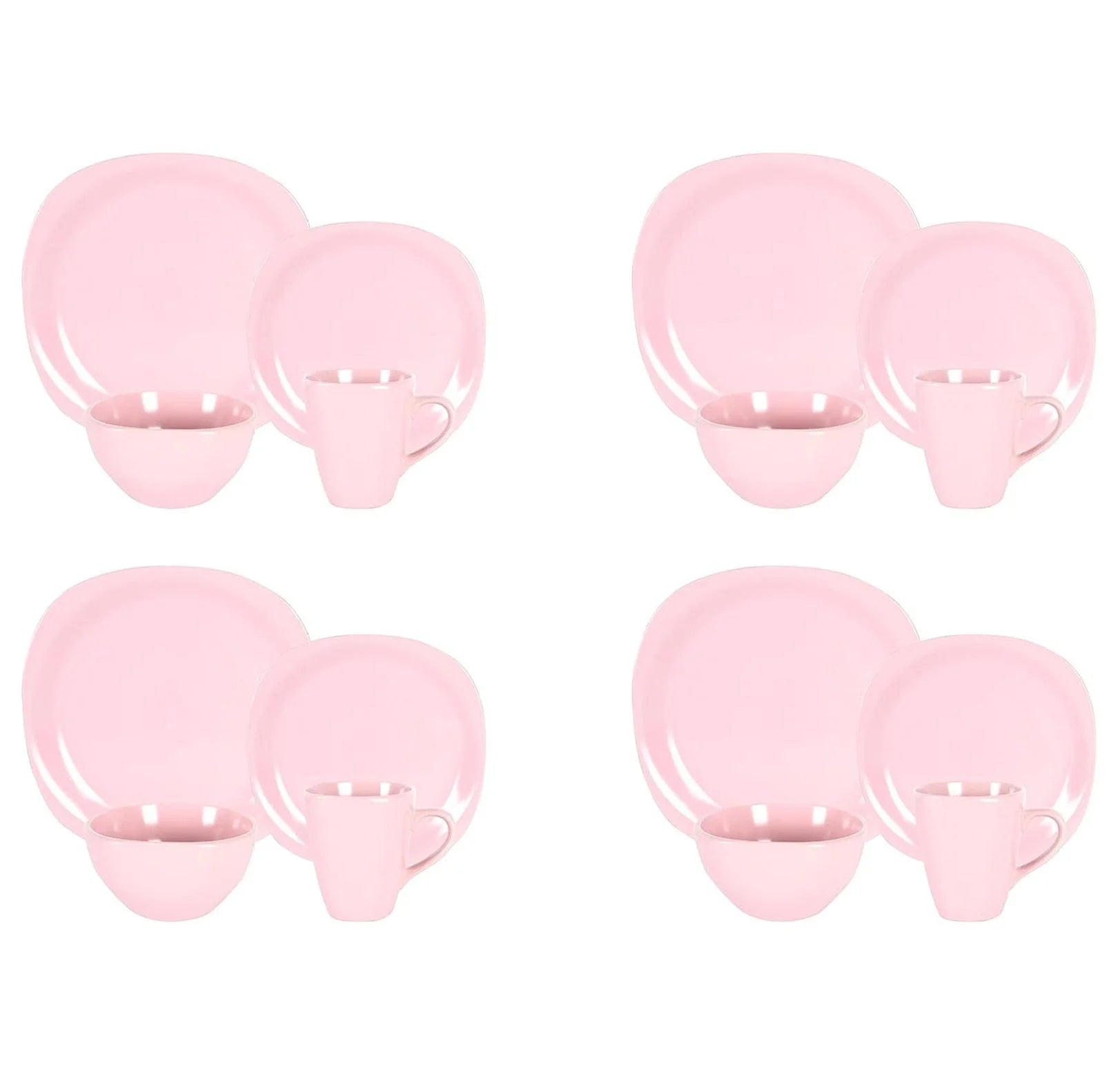 Stoneware Square 16pc Dinnerware Set, Matte Rosé