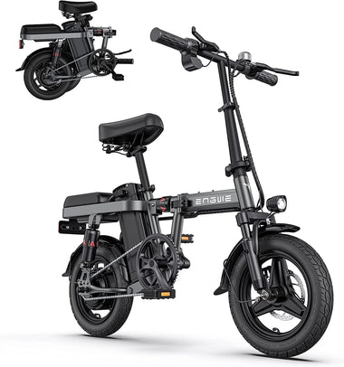 Engwe T14 Folding Electric Bikes for Adults, 350W Mini Ebike 48V10AH Removable Battery, Urban City Commuter Electric Bicycles - Grey