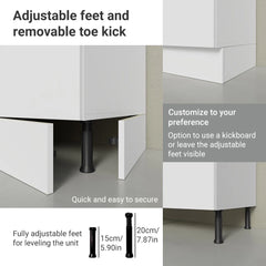 Madesa Hazel Kitchen Storage Base Cabinet with 3 Drawers 23 in Wide Engineered Wood Painted Finish Floor Mount Removable Plinth - White