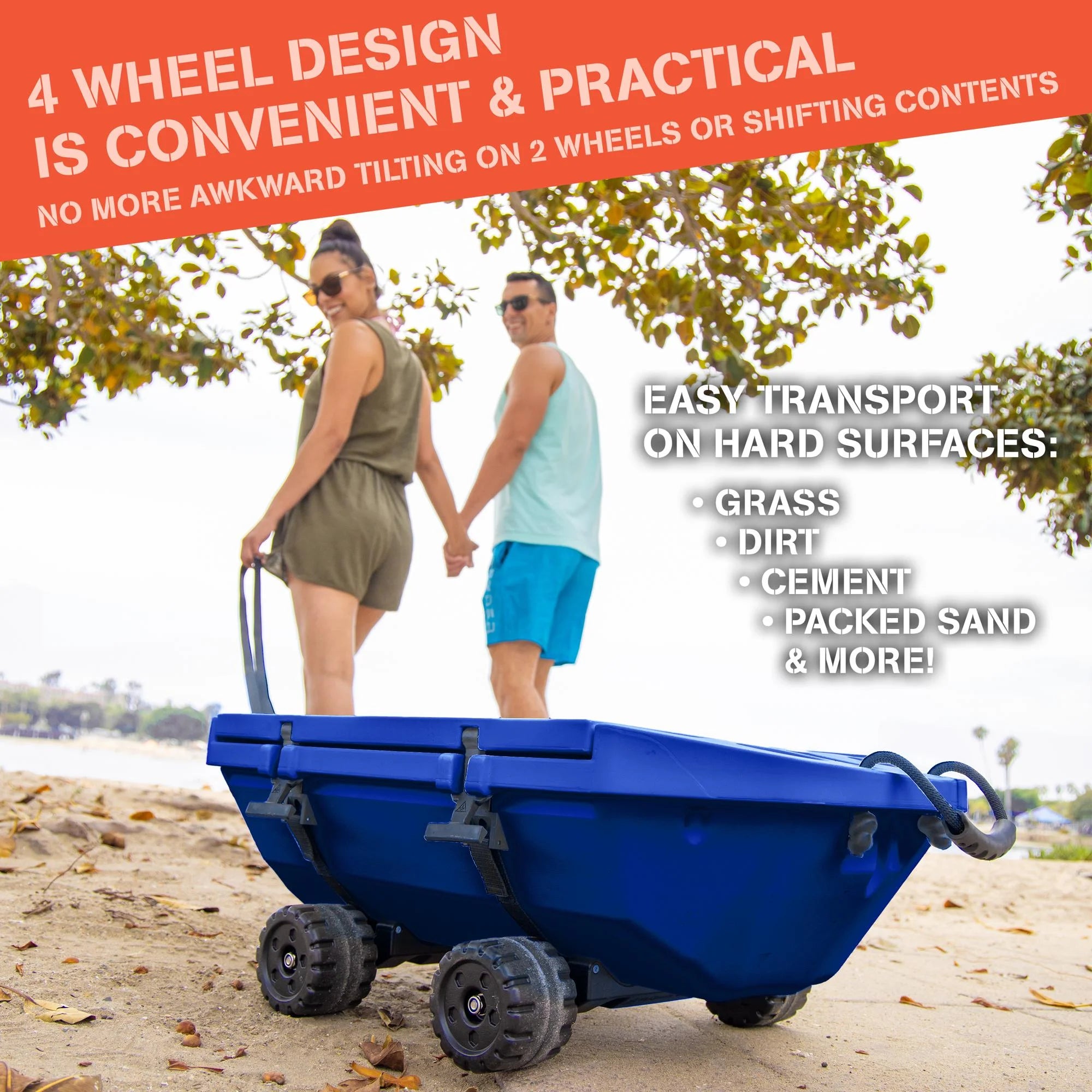 Cuddy 40 QT Floating Cooler and Dry Storage Vessel with Cuddy Crawler Wheel Kit - Navy