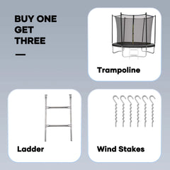 MARNUR 8FT Trampoline for Kids Trampoline with Enclosure Net, Ladder, Wind Stakes, Outdoor 330 lb Weight Capacity