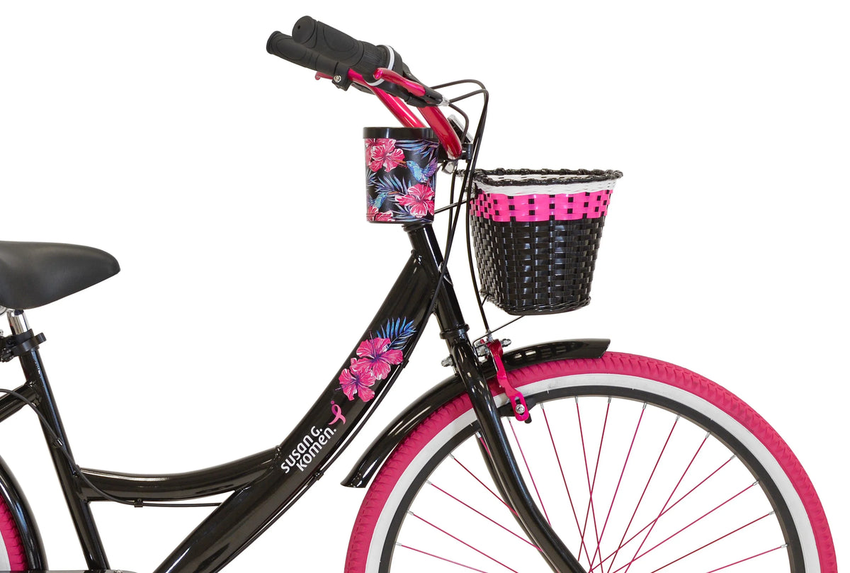 26" Susan G. Komen Cruiser Bike, Adult, Ages 12+, Black and Pink
