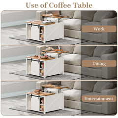 Waleaf Wooden Coffee Table, Lift Top Coffee Table with Large Hidden Storage Shelf for Living Room