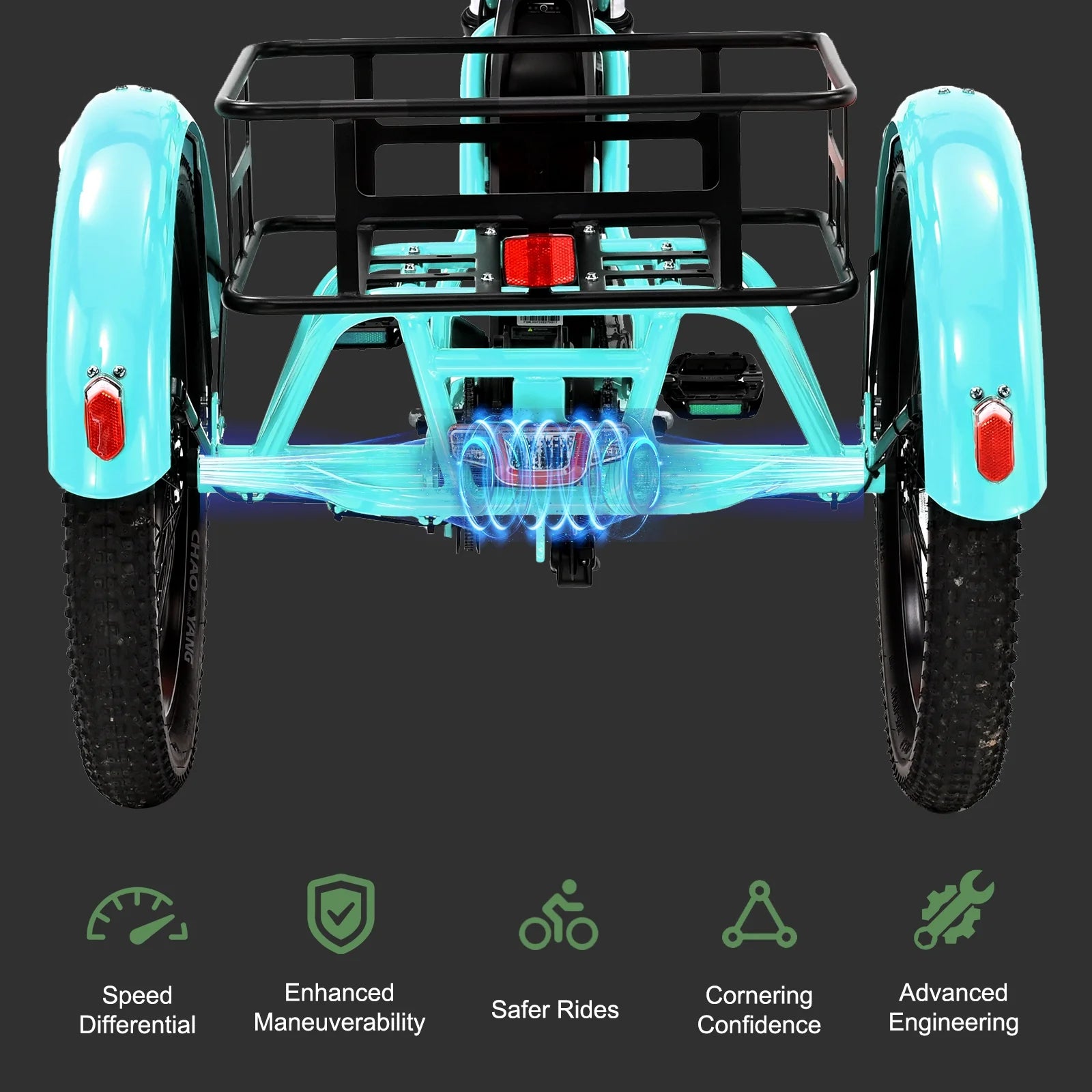 ABORON 3.0 Fat Tire Electric Trike for Senior Foldable E - Bike, 500W Motorized Tricycle Adult 20" Folding 3 Wheel Electric Commute Bike Trike W/48V Battery and Storage Baskets