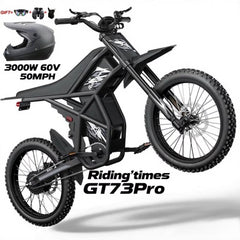 2000W Electric Dirt Bike for Adults Ridingtimes GT73 UL2849, Brushless Hub Motor, 18.2ah*2 Electric Bike with 25\ Tires Digital Screen Carbon Steel