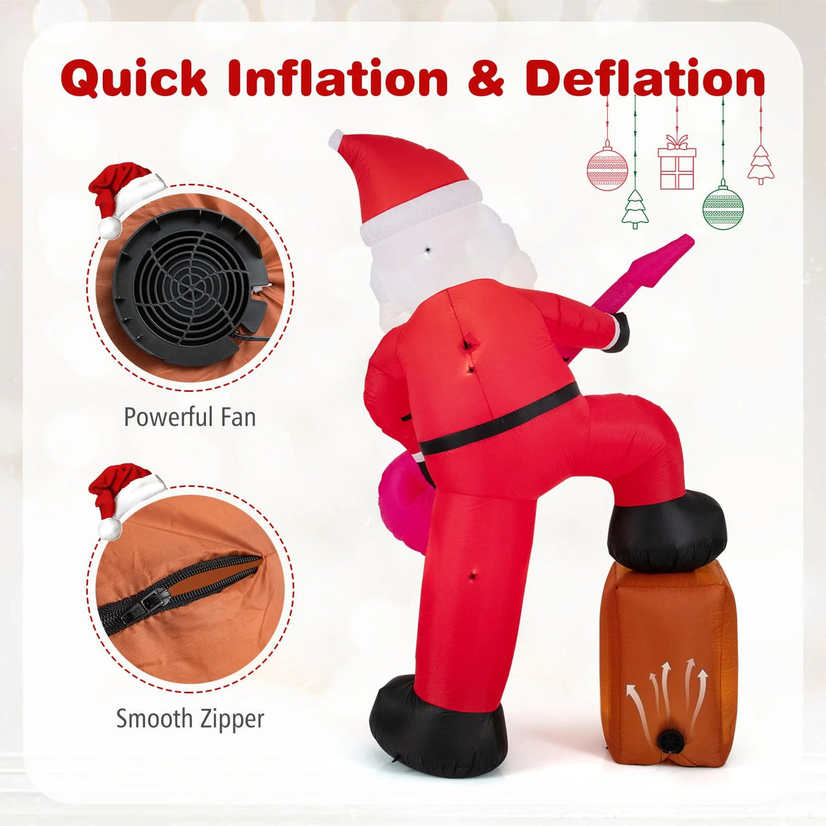Tangkula 8.4 ft Inflatable Santa Claus Playing Guitar for Christmas