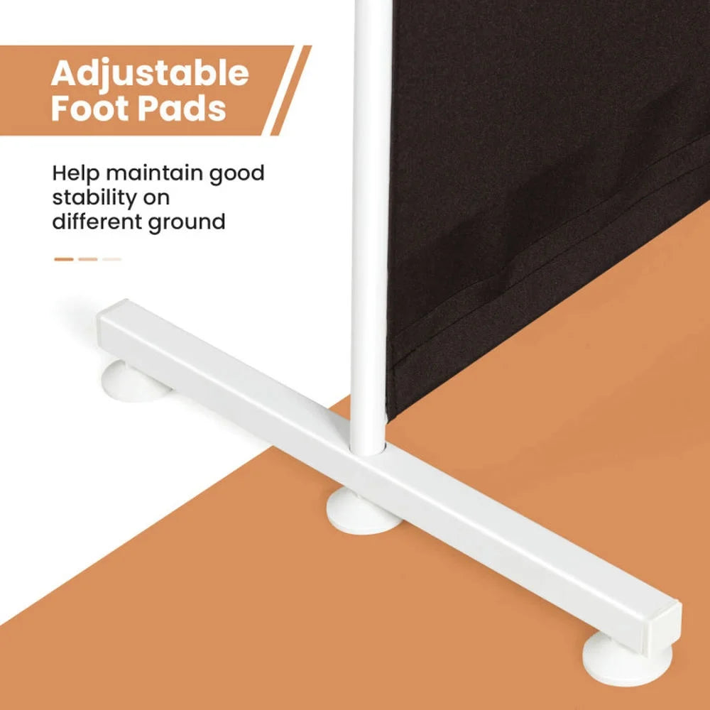 Spaco 6 - Panel Room Divider Folding Privacy Screen, Privacy Screen with 7 Large Adjustable Foot Pads and 2 Support Tubes, Room Divider for Indoor As Home, White