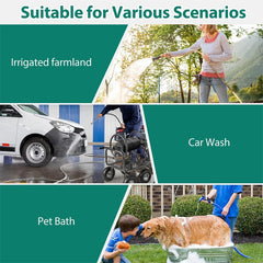 Portable Garden Hose Reel Cart Holds 300FT of 5/8" Large Capacity, Heavy-Duty Metal Hose Cart with 4 Wheels & Storage Basket for Lawn Yard