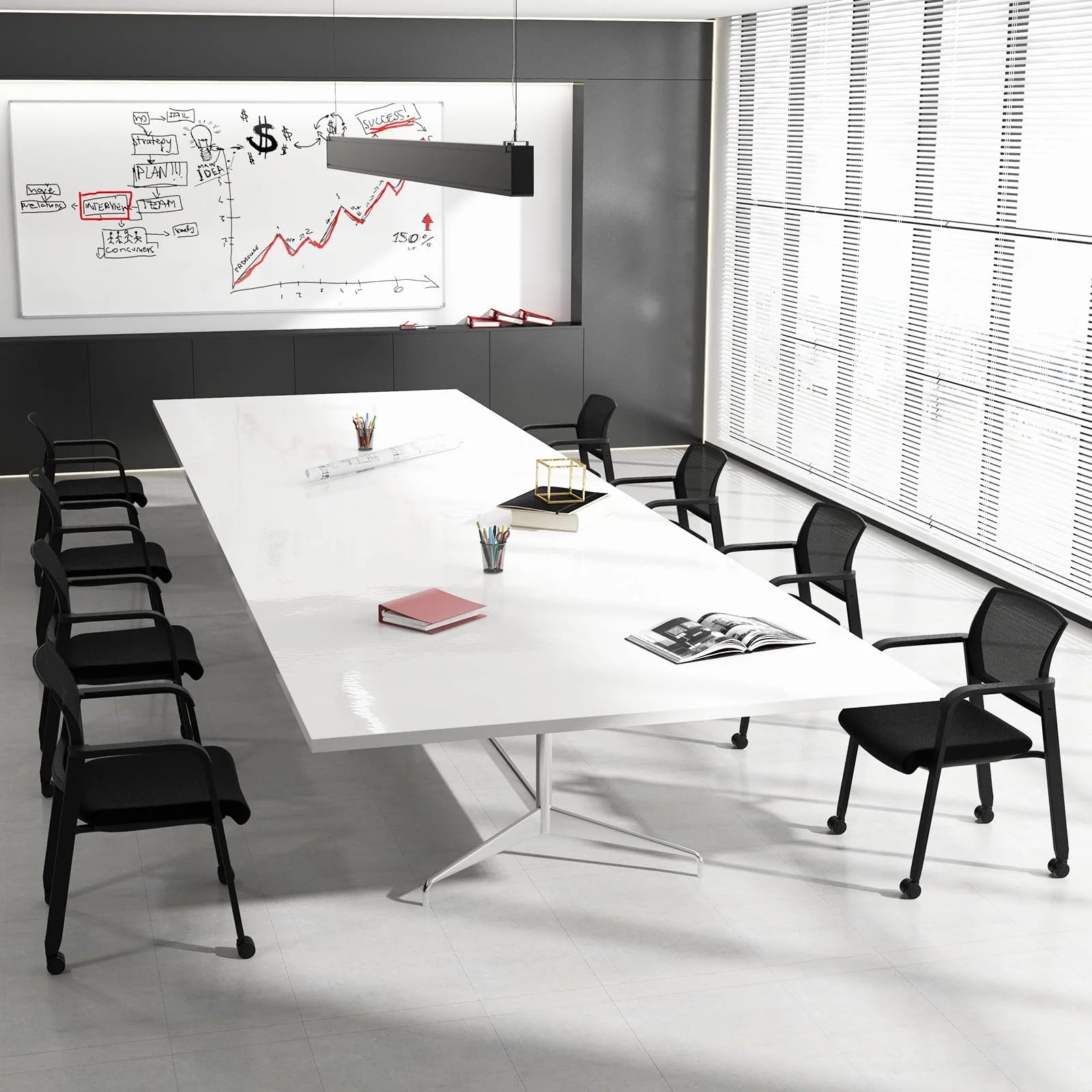 Tangkula Rolling Conference Room Chairs Set of 12