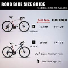 POVANLI 700C Road Bike for Men Women, 16 - Speed Outdoor Bike Disc Brakes, Racing Bike Light Weight Aluminum Frame, City Commuting Road Bicycle L Size, Adults Ages 14+, Gift(Dark Blue)