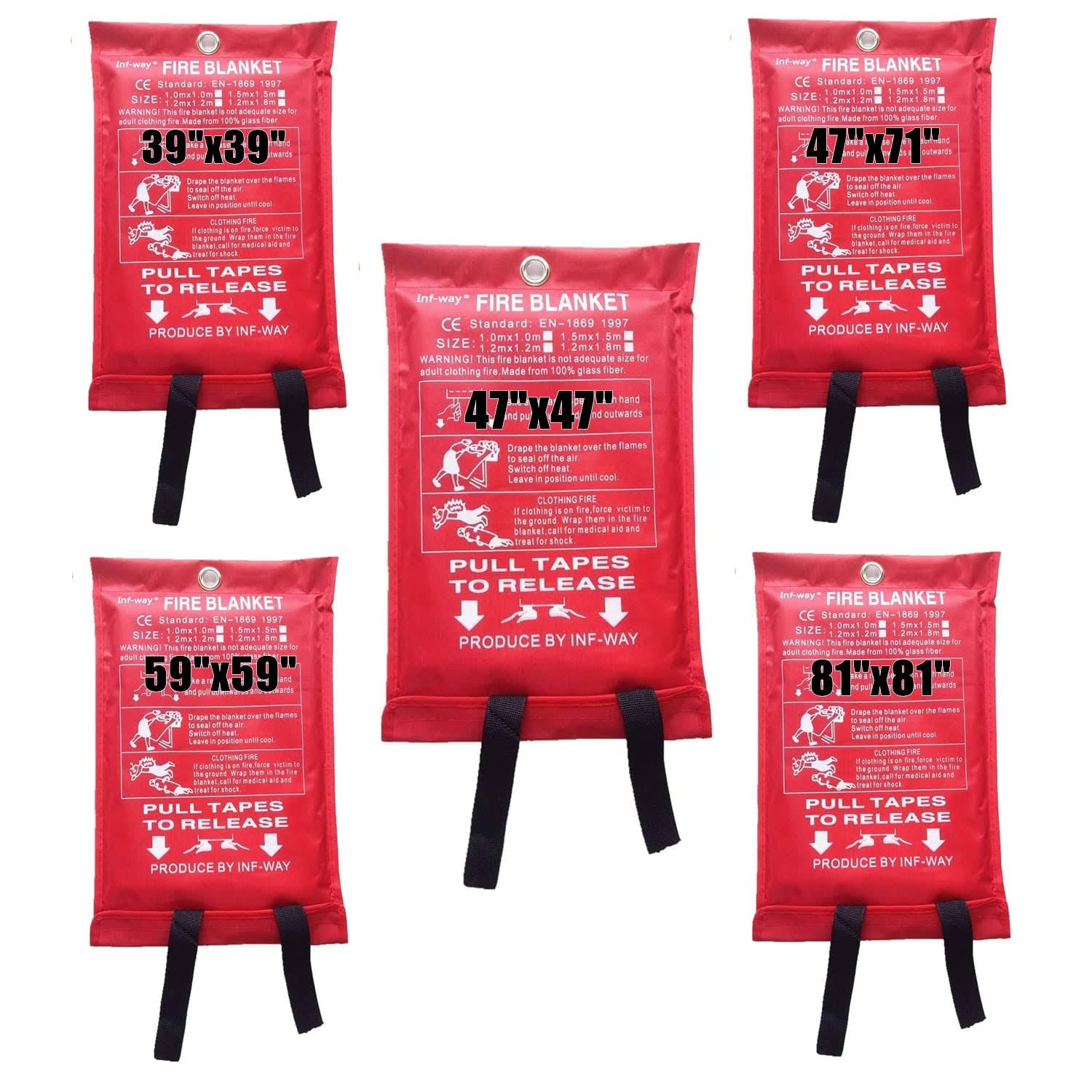 Inf-way Fire Blanket for Home Fiberglass Fire Suppression Blanket for Kitchen Flame Retardant Protection and Heat Insulation Emergency Fireproof Safet