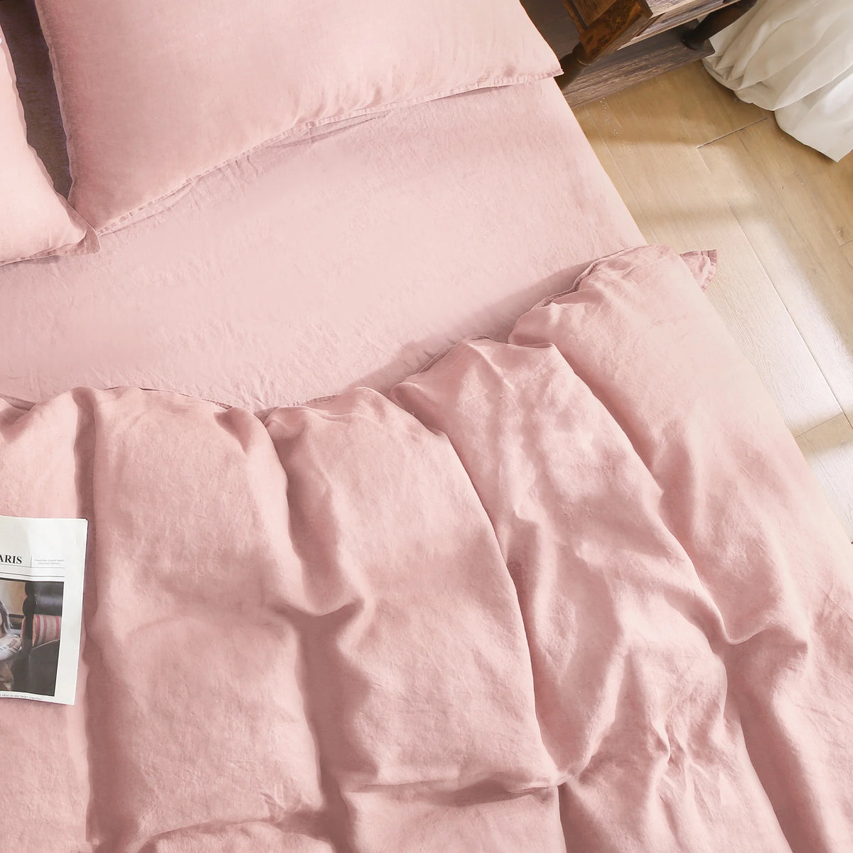 100% Pure Linen Duvet Cover with Button Closure and Corner Ties Soft & Breathable - Natural Full/Queen