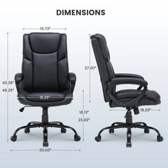 Mainstays Executive Ergonomic High Back Leather Home Office Desk Chair, Black