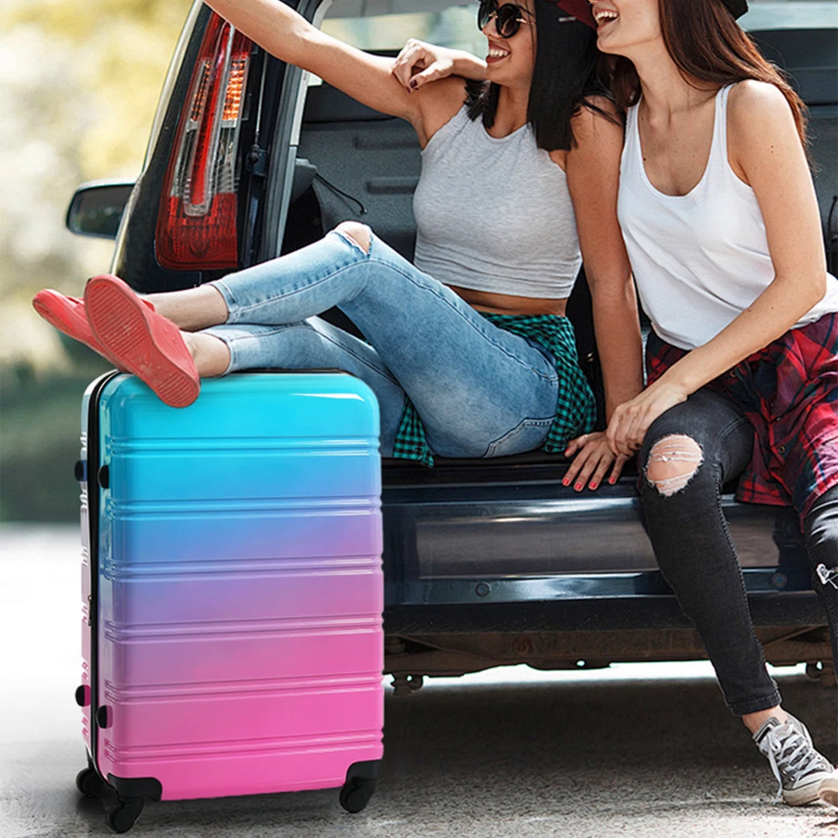 3 Piece Luggage Sets, Hard Shell Suitcase 20/24/28 in with TSA Lock and Spinner Wheels, Expandable Lightweight Travel Luggage for Men Women, Multicolor Purple