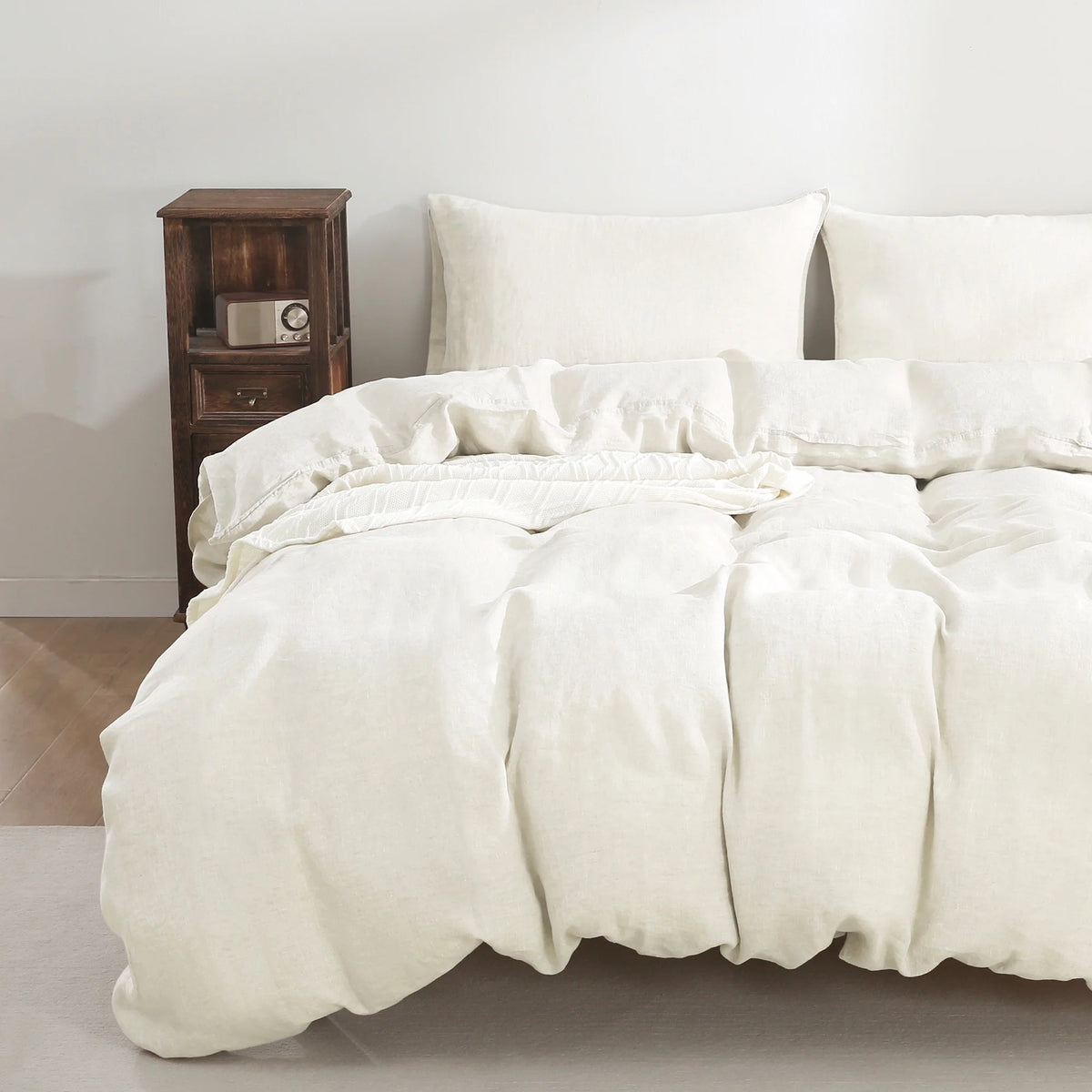 100% Pure Linen Duvet Cover with Button Closure and Corner Ties Soft & Breathable - Natural Full/Queen