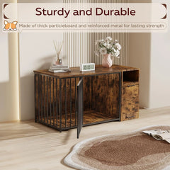 AECOJOY Dog Crate Furniture with Storage Cabinet, 36 Inch Wooden & Steel Decorative Indoor Kennel, Pet Cage End Table
