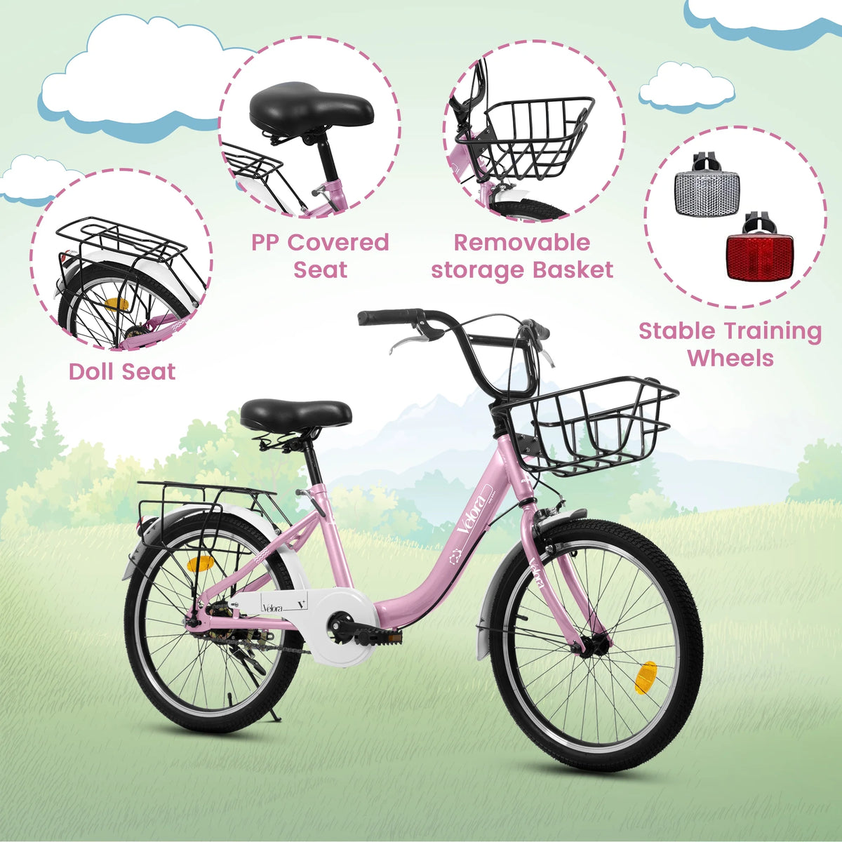 20 in Kids Bike for Boys & Girls Age 5 - 10, Children'S Bicycle with Front Basket & Rear Rack, Commuter Bike for School & Leisure