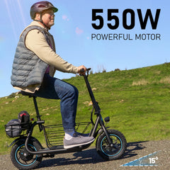 KEESTP Electric Bike with Basket for Pet, 3 Riding Modes Foldable Electric Scooter for Adults - up to 20 Miles 18.6MPH