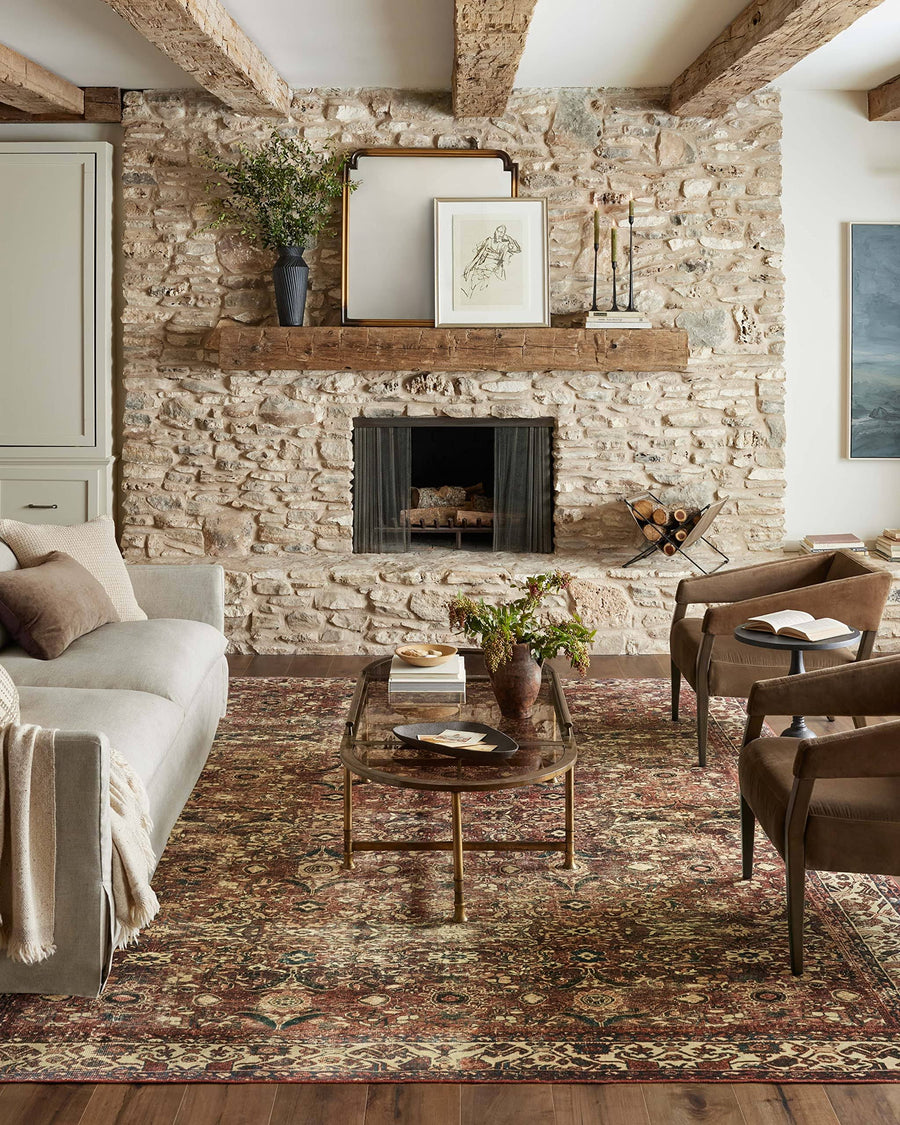 Magnolia Home by Joanna Gaines x Loloi Banks Machine Washable Brick / Ivory Area Rug Rug Size: Runner 2'6" x 7'6"
