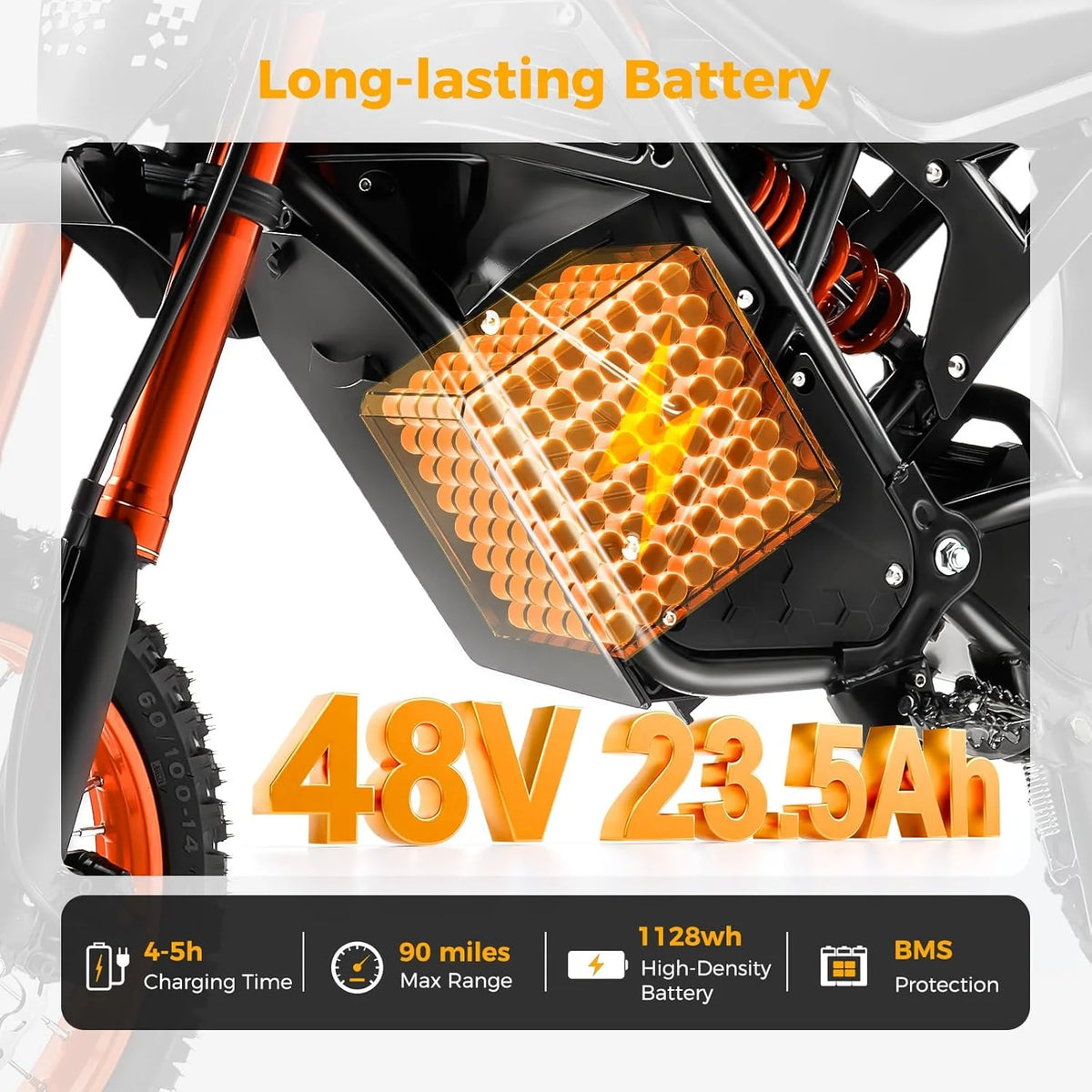2000W Electric Dirt Bike for Adults Ridingtimes GT73 UL2849, Brushless Hub Motor, 18.2ah*2 Electric Bike with 25\ Tires Digital Screen Carbon Steel
