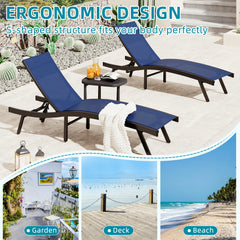 AECOJOY Outdoor Chaise Lounge, All Weather Pool Lounge Chairs Ergonomic Design (Navy, 2 PCs)