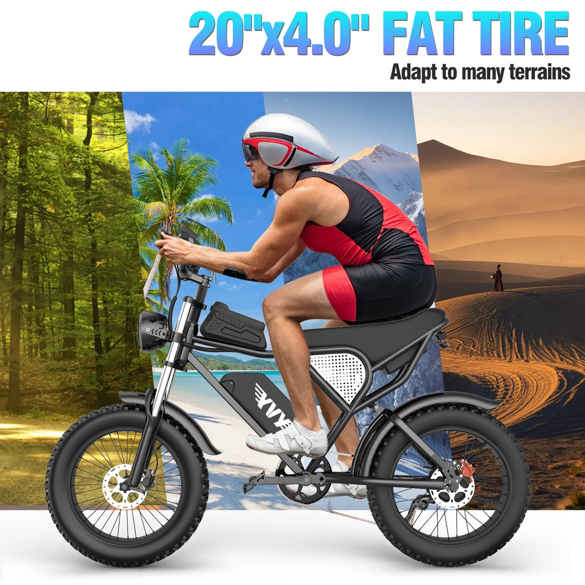 YVY 1500W Electric Bike for Adults, 33MPH 20'' Fat Tire Electric Motorcycle, 48V 20AH Removable Battery, 30 - 60 Miles Mountain Bike UL2849