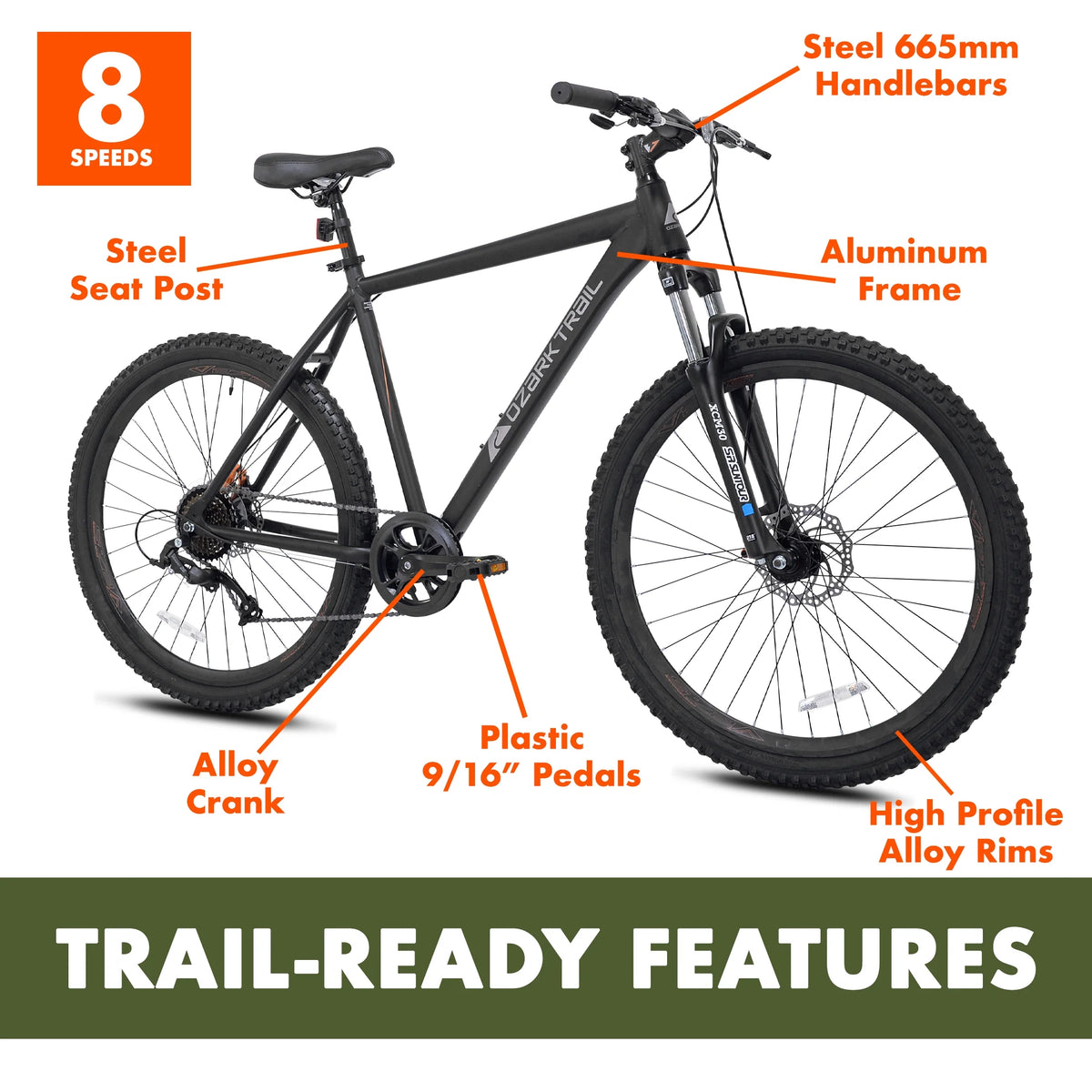 Trail 27.5" Vibe Mountain Bike, Medium Frame, Black