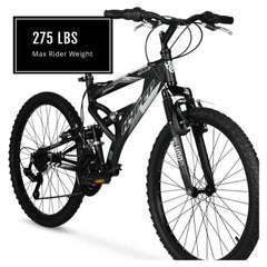24" Hyper Bicycles Havoc Mountain Bike, Youth/Adult, Recommended Ages 10 - 14 Years Old, Black