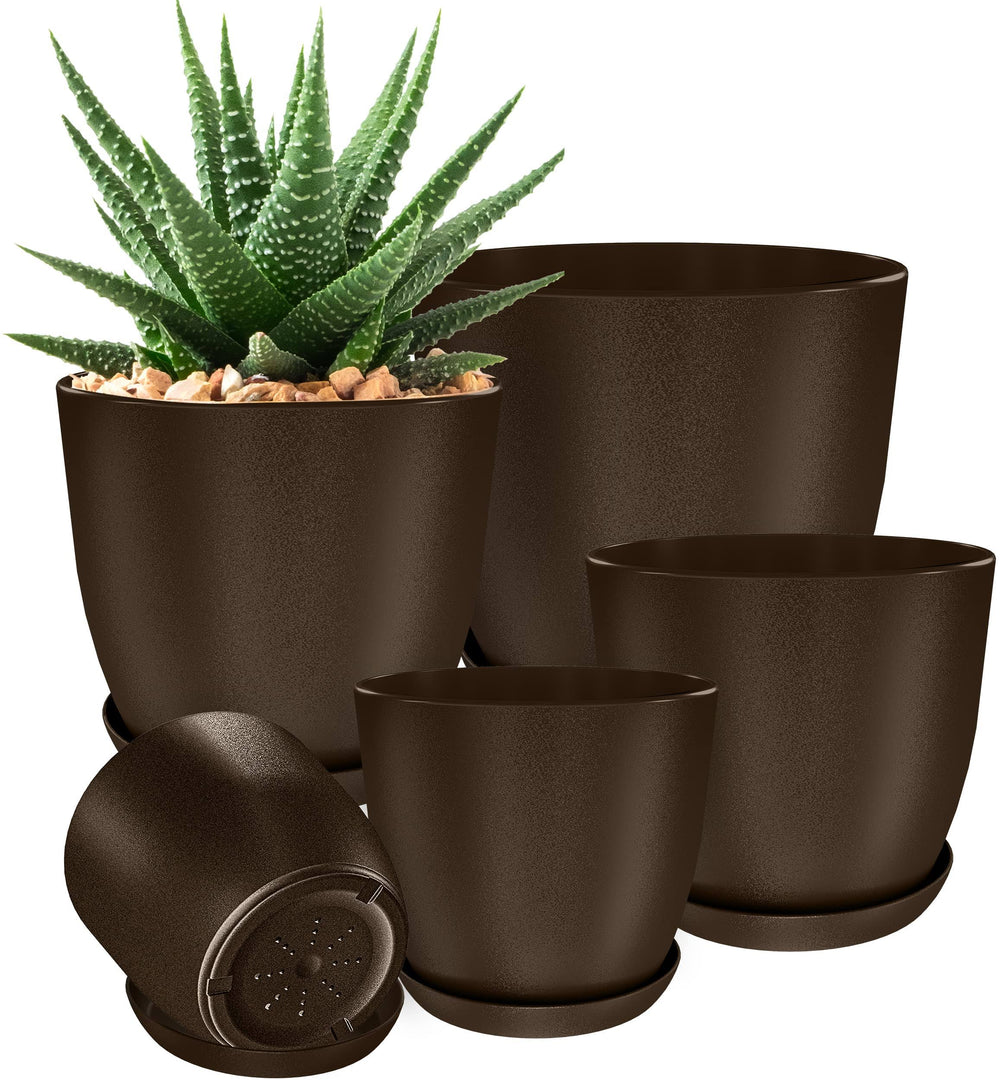 Utopia Home - Plant Pots Indoor with Drainage - 7/6.6/6/5.3/4.8 Inches Home Decor Flower Pots for Indoor Planter - Pack of 5 Plastic Planters for