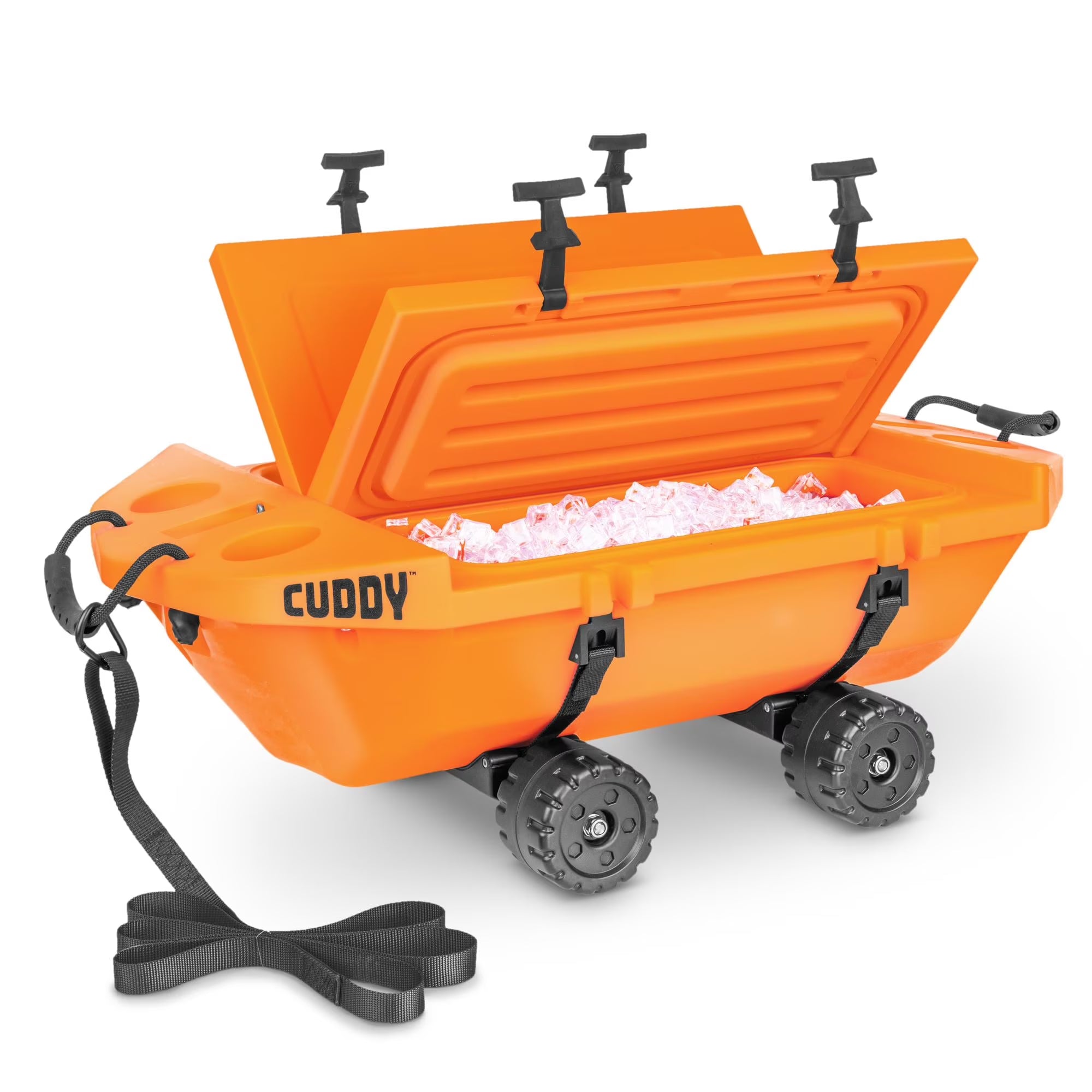 Cuddy 40 QT Floating Cooler and Dry Storage Vessel with Cuddy Crawler Wheel Kit - Navy