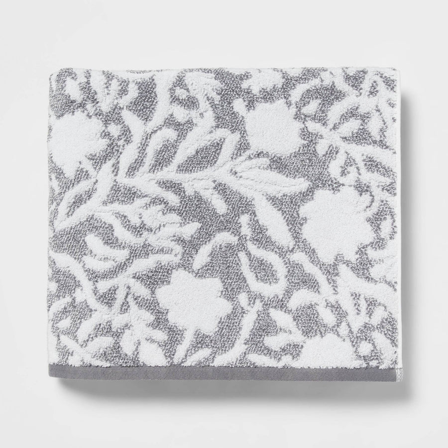 Performance Plus Bath Towel Gray Floral - Threshold